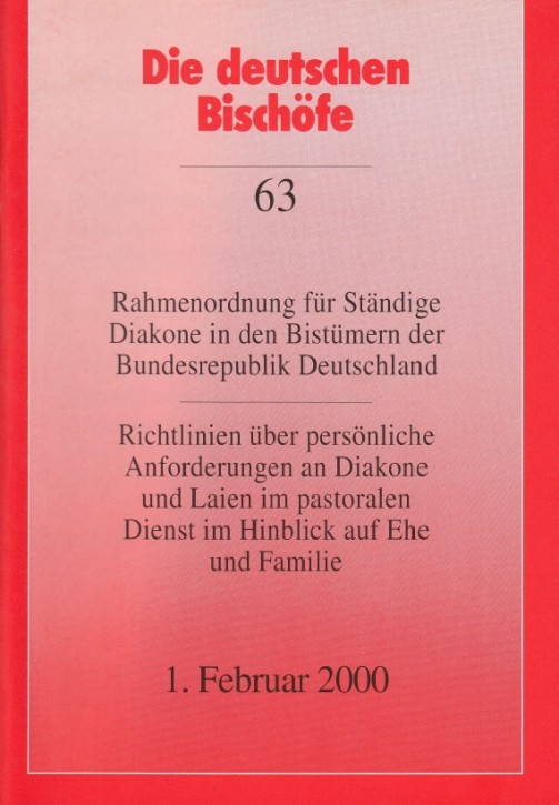Rahmenordnung/Richtlinien für Ständige Diakone in den Bistümern der Bundesrepublik Deutschland